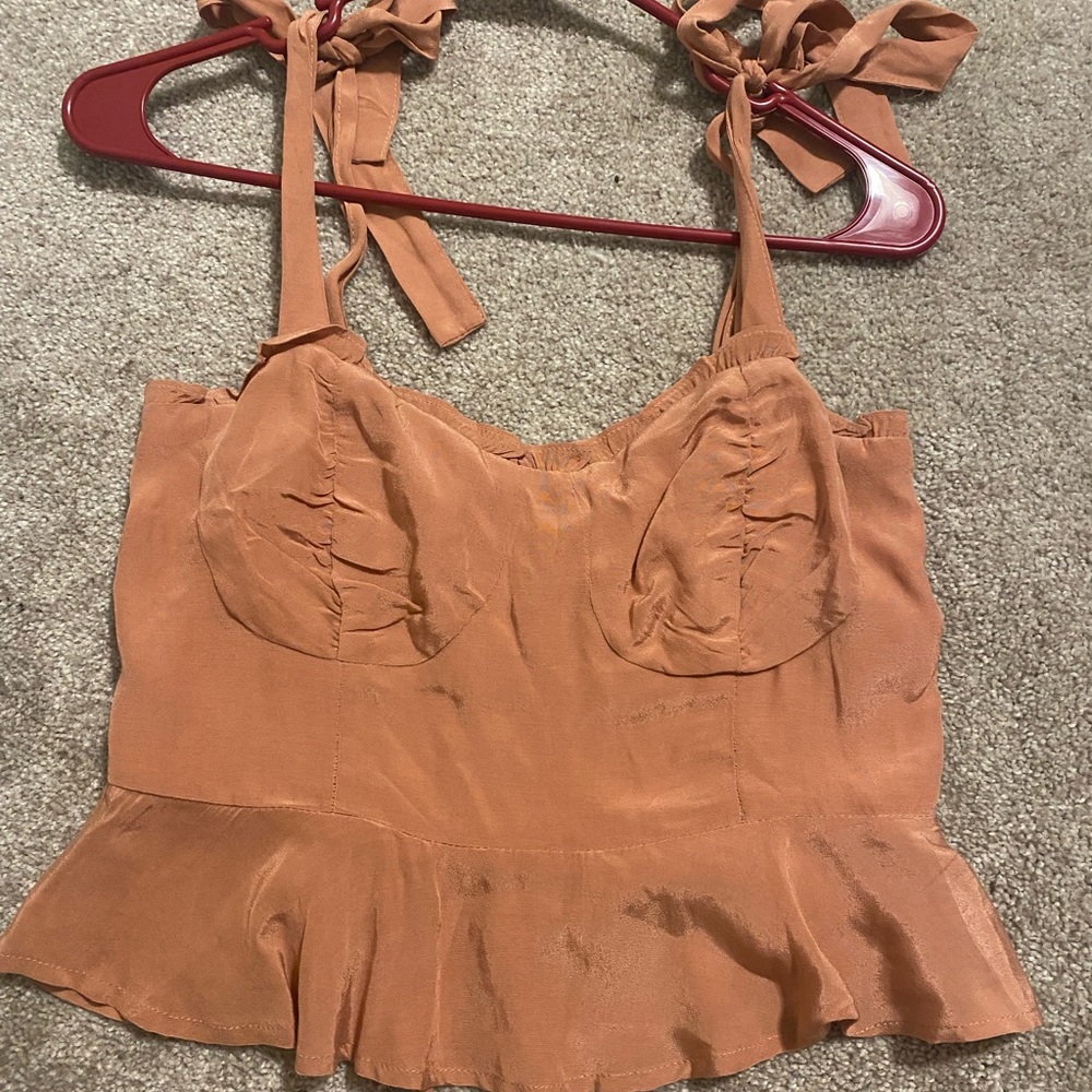 Blush pink top with tied straps